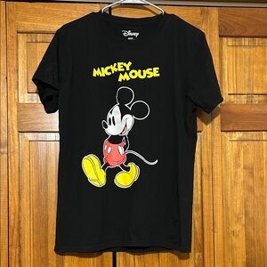 Disney Black Tee with Mickey Mouse and Yellow Accents